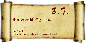 Borvendég Tea névjegykártya
